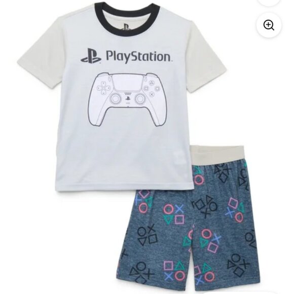 4/5 PlayStation Boys Graphic Print Tee & Shorts Sleep Set - Picture 1 of 3